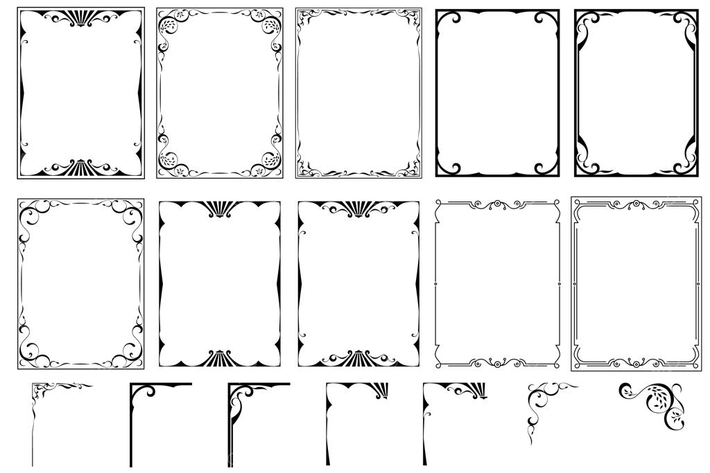 وکتور قاب‌های مشکی در پس‌زمینه سفید