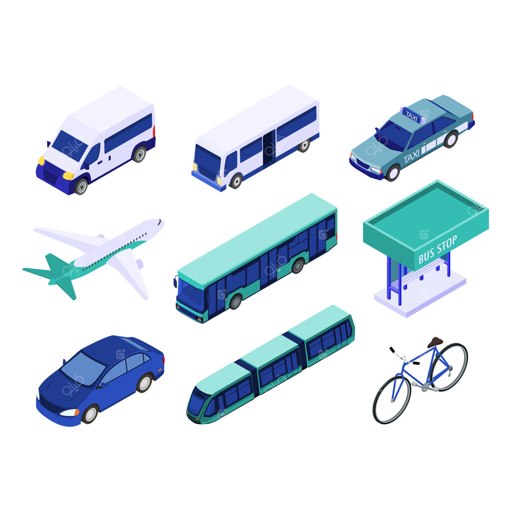 آیکون‌های ایزومتریک حمل و نقل عمومی