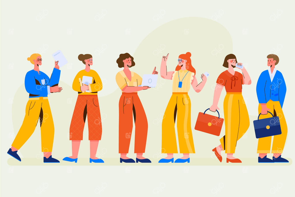 مجموعه‌ای از شخصیت‌های کسب و کار به سبک تخت و ارگانیک