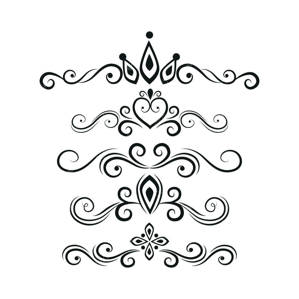 مجموعه خطوط سیاه تزئینی و قاب‌ها برای تصاویر با پس‌زمینه سفید - وکتور