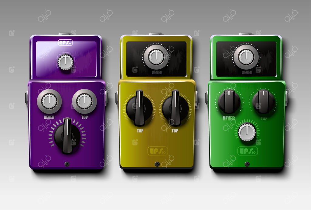 مجموعه‌ای از پدال‌های افکت واقعی گیتار