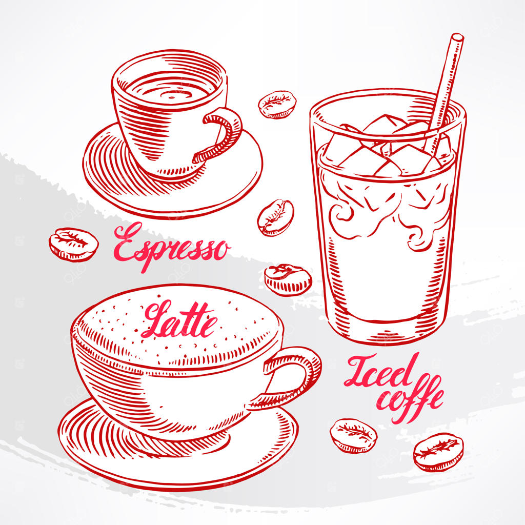 مجموعه‌ای از انواع مختلف قهوه