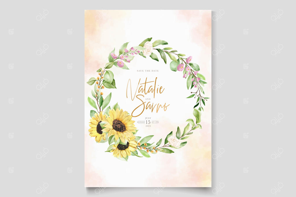 کارت دعوت گل آفتابگردان دست‌ساز شیک