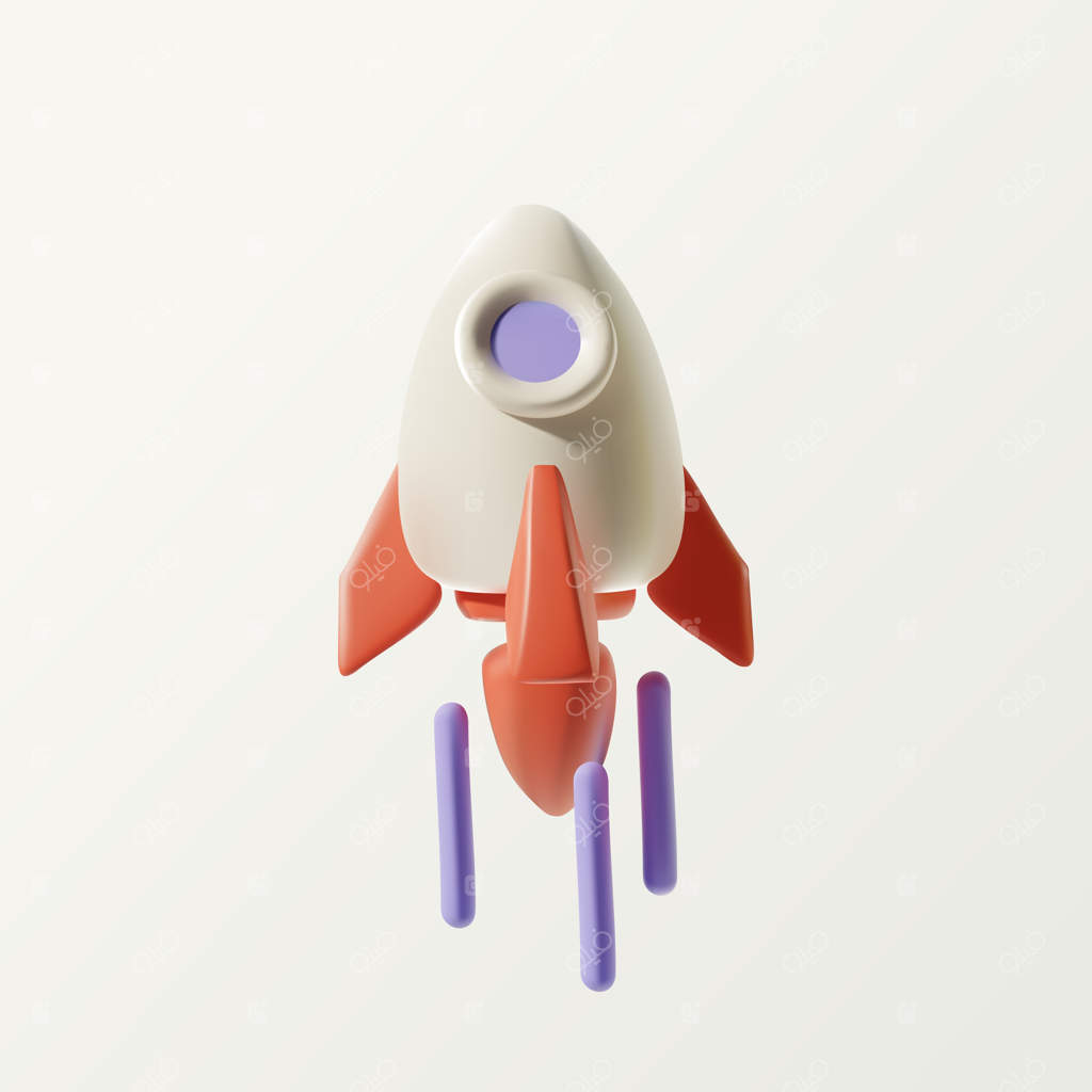 نماد راکت کارتونی سه‌بعدی - مفهوم کسب‌وکار فضایی نوپا