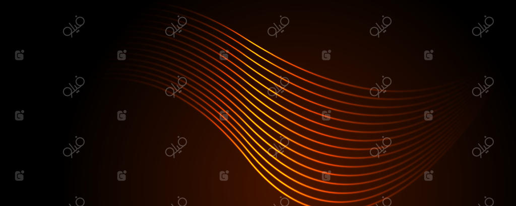 پس‌زمینه انتزاعی با خطوط نارنجی نئون پرانرژی و منحنی