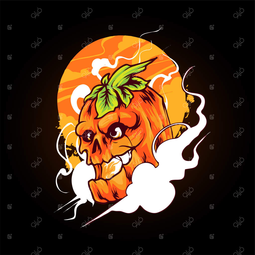 تصویر جمجمه کدو تنبل، وکتور باکیفیت برای تی‌شرت