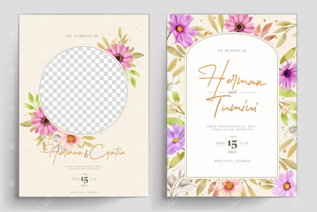 پترن پیوسته گل‌های آبرنگی دستی رسم شده