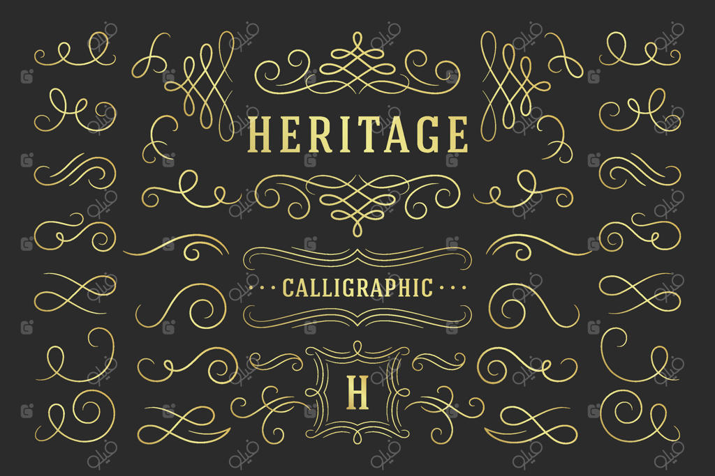 عناصر طراحی خطاطی: تزئینات و نقوش قدیمی و پیچیده