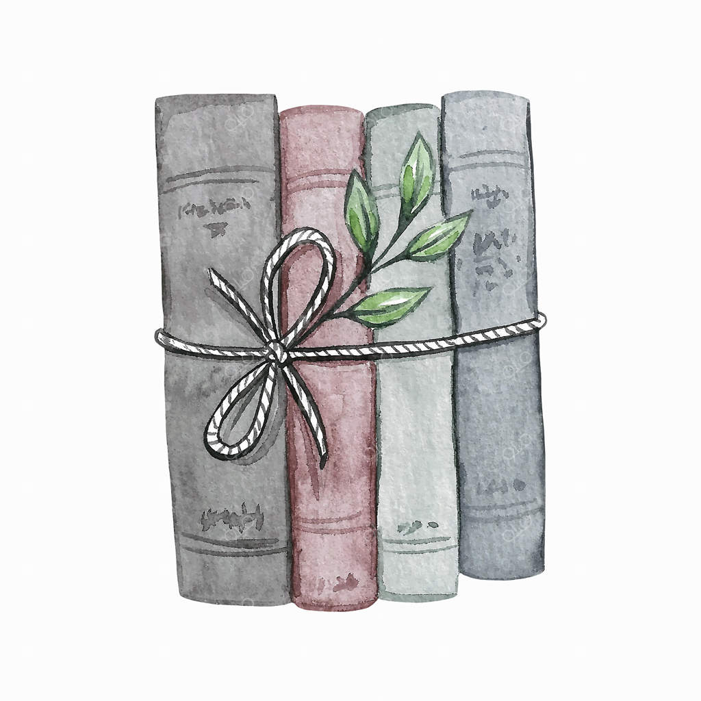 کتاب‌ها روی هم با آبرنگ نقاشی شده‌اند