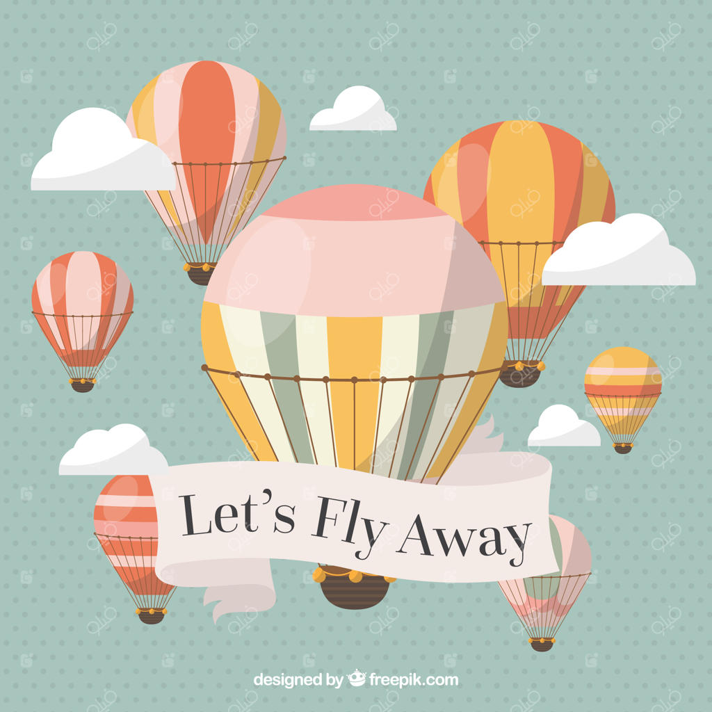 پس‌زمینه بالن‌های هوای داغ با سبک کلاسیک قدیمی