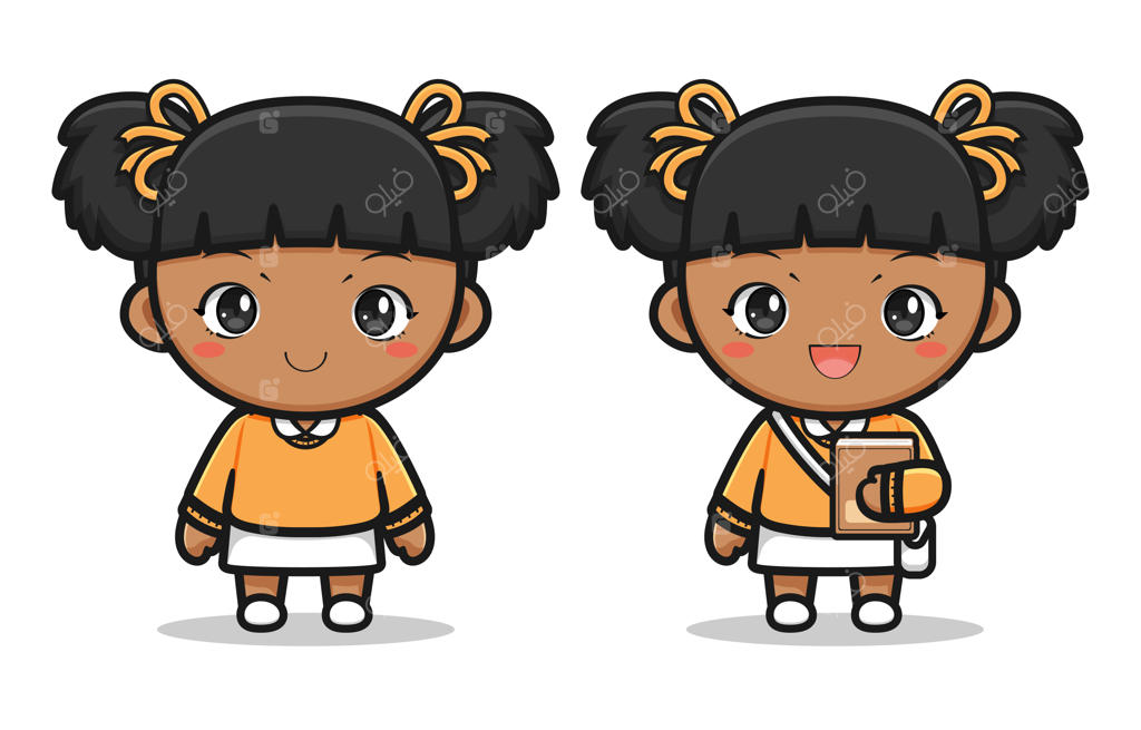 تصویرسازی دختر دانش‌آموز بامزه با کتاب برای بازگشت به مدرسه