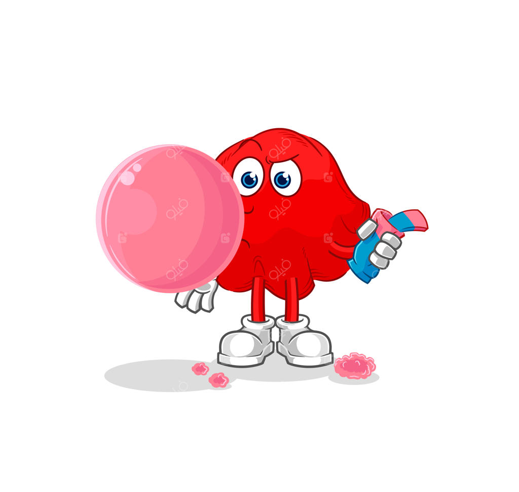 شخصیت کارتونی آدامس جویدنی با پارچه قرمز به صورت وکتور