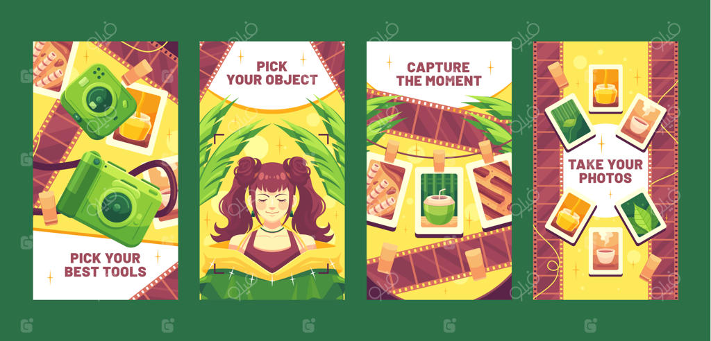 مجموعه استوری‌های اینستاگرام به سبک فلت برای شغل عکاسی