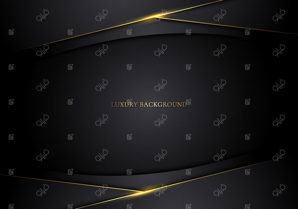 قالب مدرن سه‌بعدی: نوارهای مشکی با خطوط طلایی در پس‌زمینه تیره