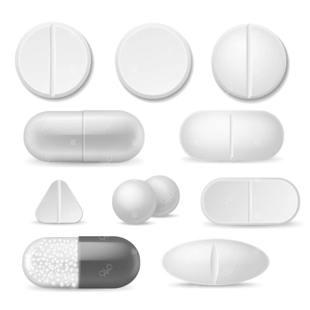 قرص‌های واقعی: قرص‌های سفید دارویی.