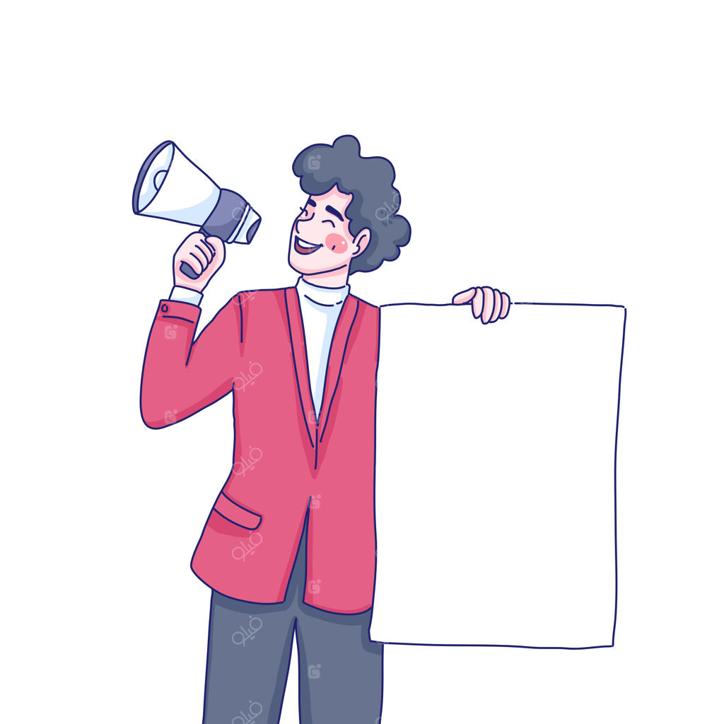 پسر در حال تبلیغ نقاشی شخصیتی کارتونی است.