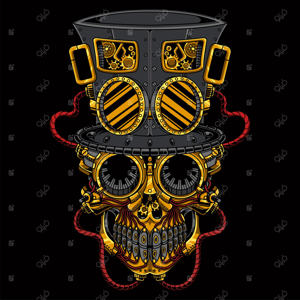 تصویرسازی جمجمه به سبک استیم‌پانک