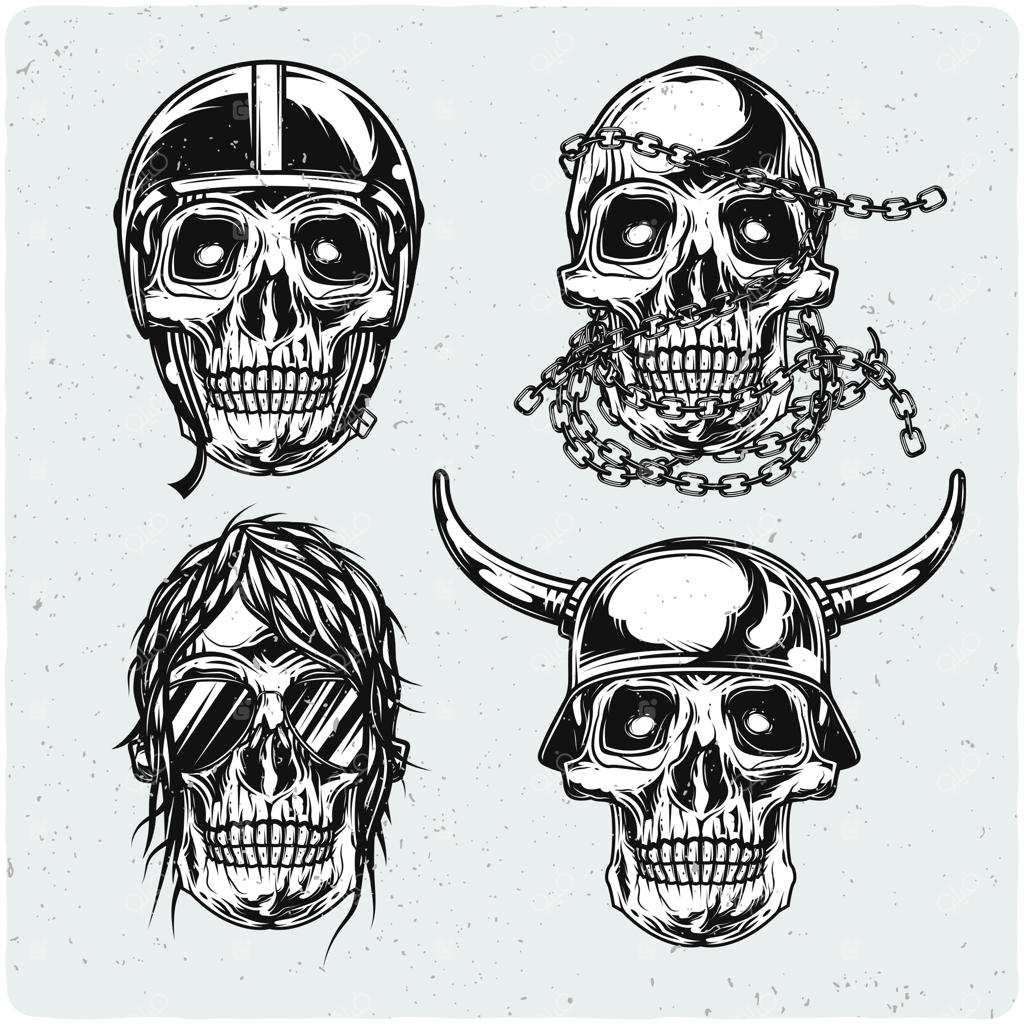 مجموعه‌ای از اسکلت‌های موتورسواران