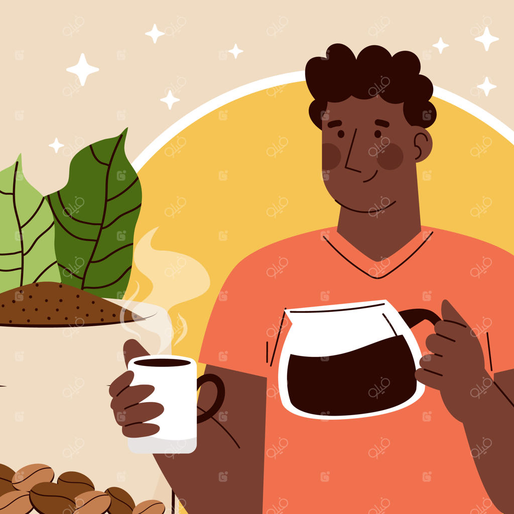 تصویرسازی تخت برای جشن روز جهانی قهوه