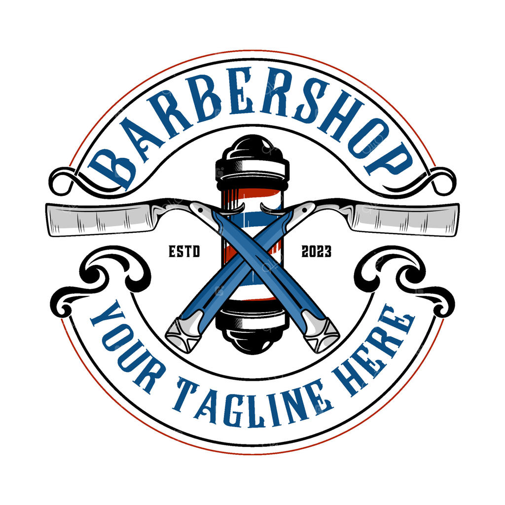 طراحی لوگوی آرایشگاه: نماد تیغ با دایره‌ای، مناسب برای آرایشگران