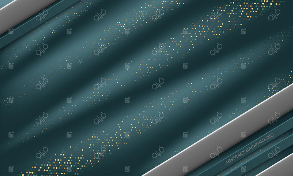 زمینه لوکس سبز با تزئین خطوط نقره‌ای و افکت نور درخشان