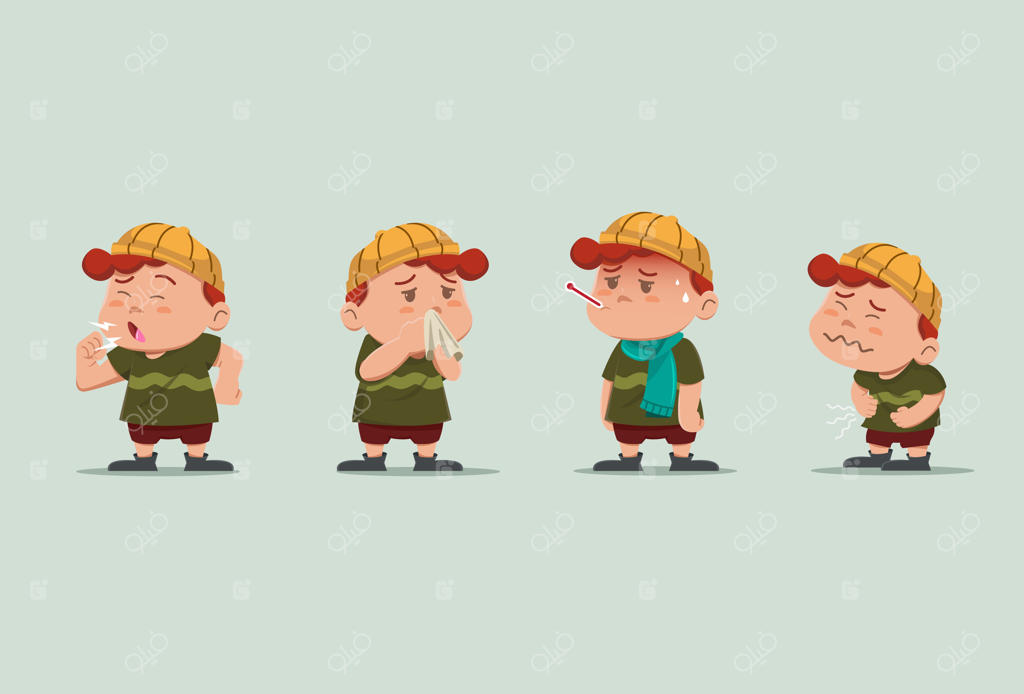 بچه‌های شیرین و بامزه در حال سرفه کردن