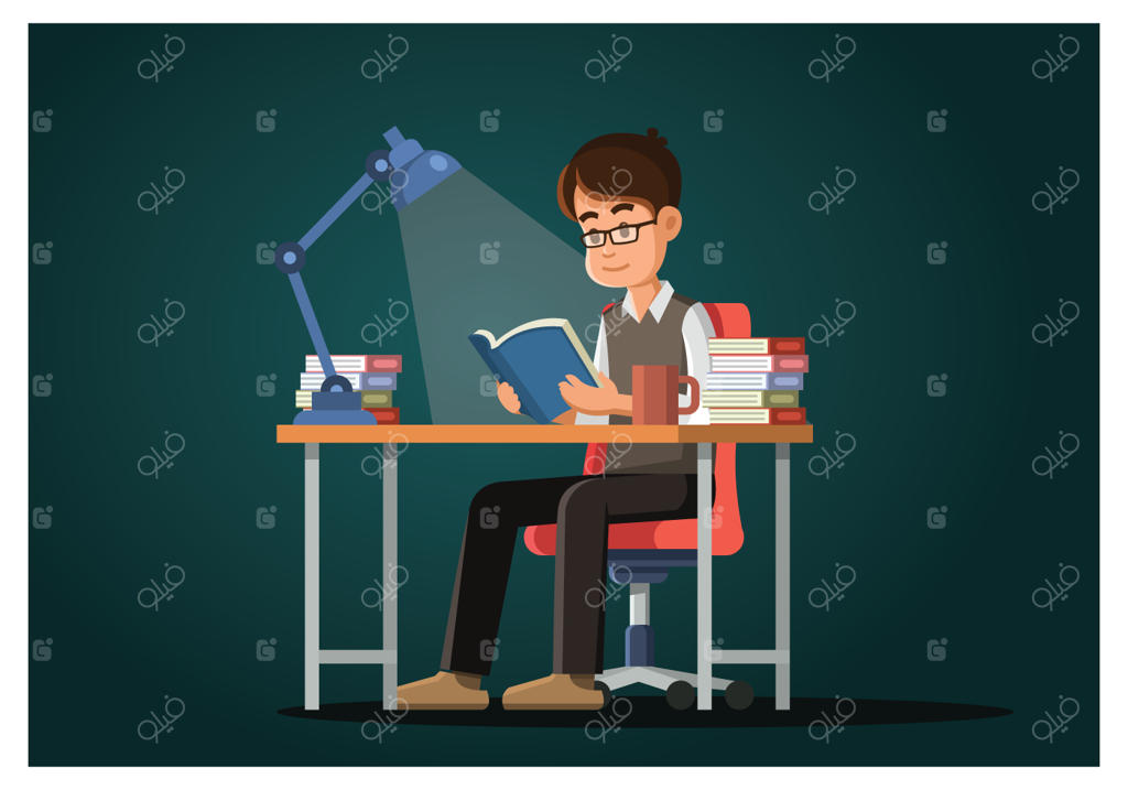 مردی در حال کتاب خواندن