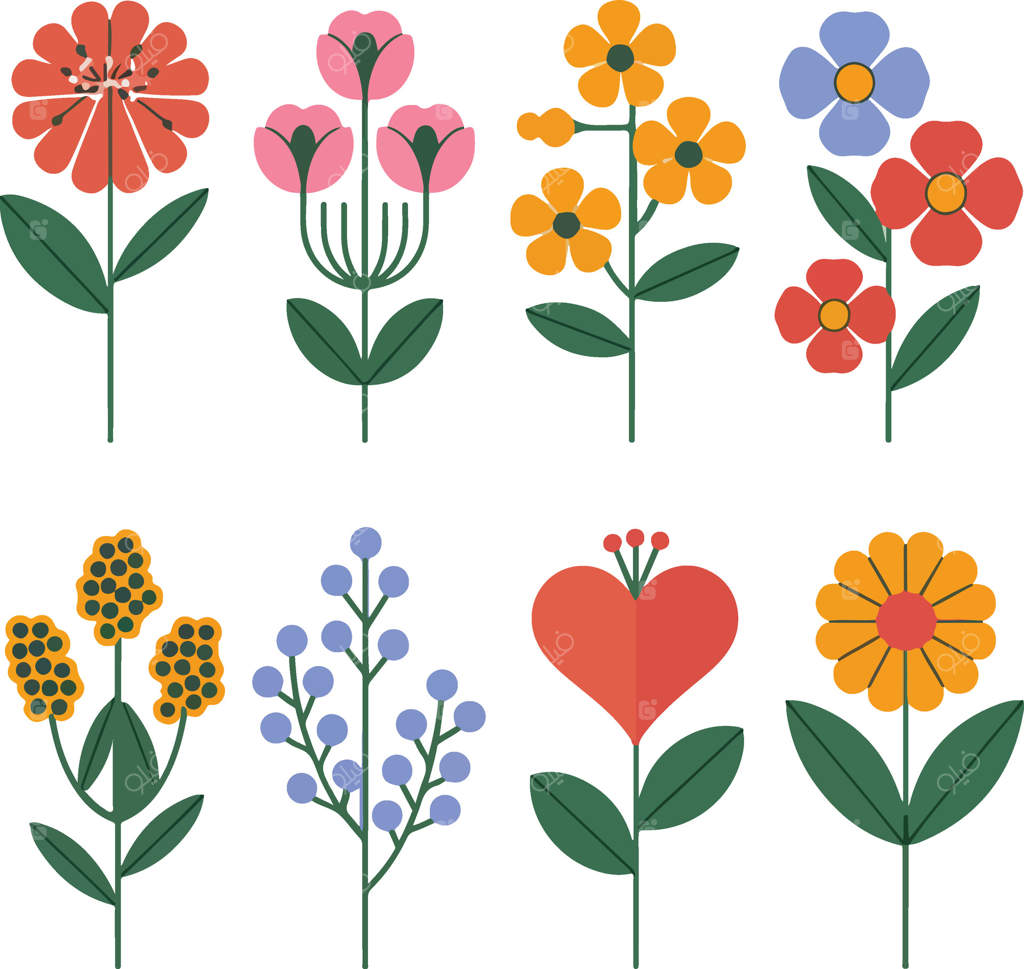 بسته برچسب باغ گل‌های بهاری شکوفا