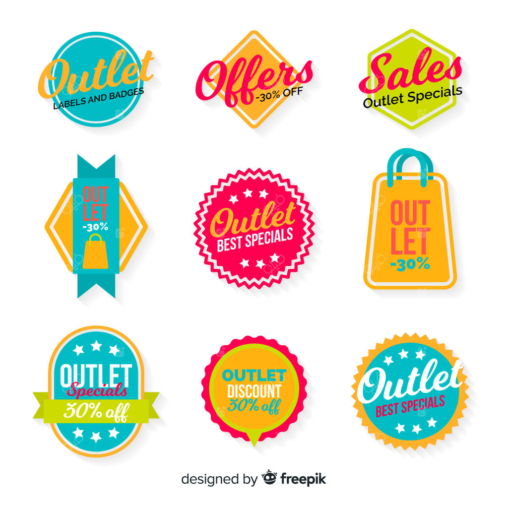 مجموعه نشانک‌های مدرن فروش با طراحی مسطح