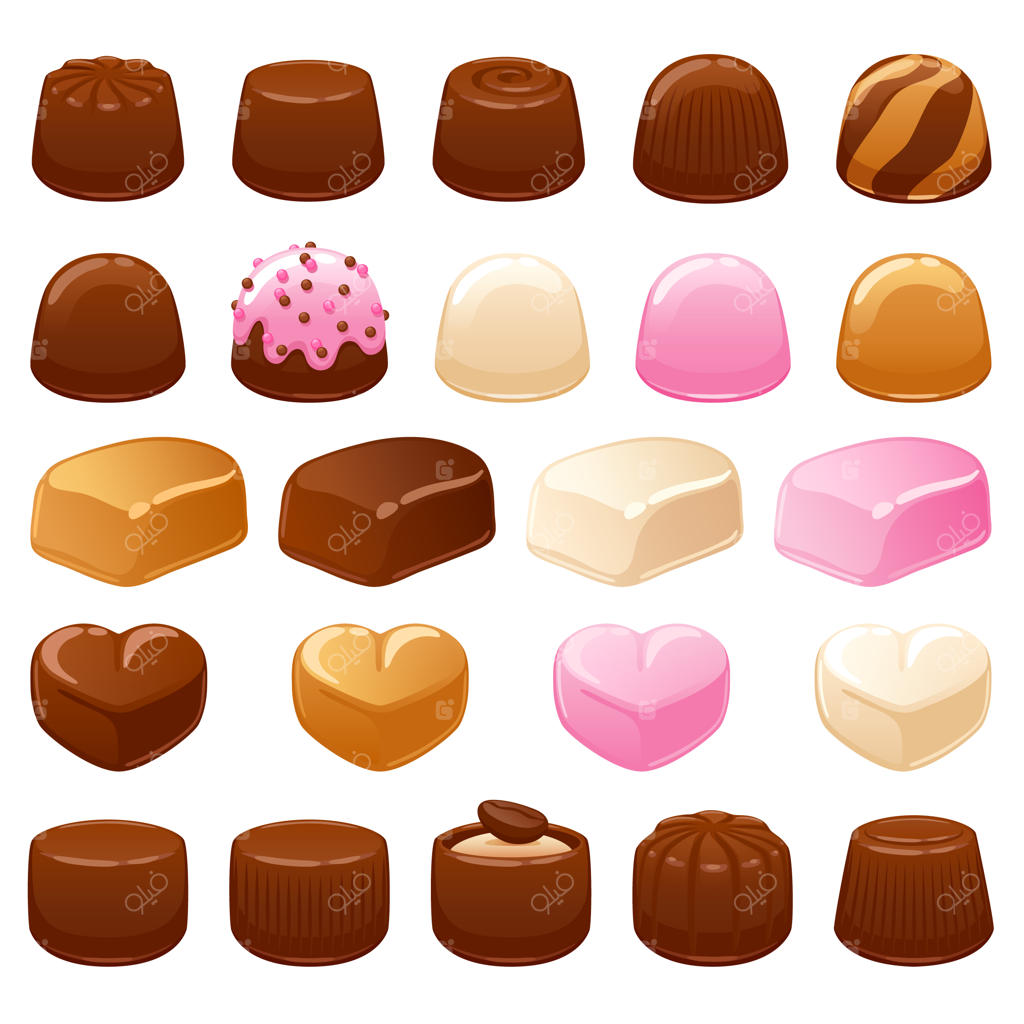 مجموعه آبنبات شکلاتی: انواع شیرینی‌ها