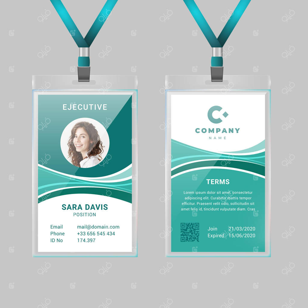 قالب کارت شناسایی عمودی با عکس