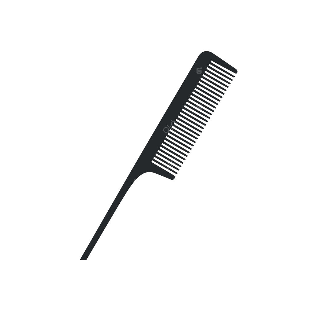 شانه مشکی روی پس‌زمینه سفید ابزار و لوازم آرایشگری حرفه‌ای برای مراقبت از مو و زیبایی