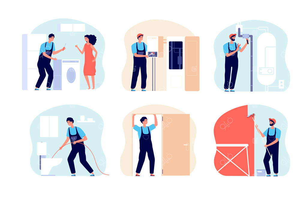 استادان خانگی کار می‌کنند استاد حرفه‌ای تعمیرات با تجهیزات مهندس یا نجاری با ابزار تعمیر مردان سازنده ایده‌های نهایی برداری