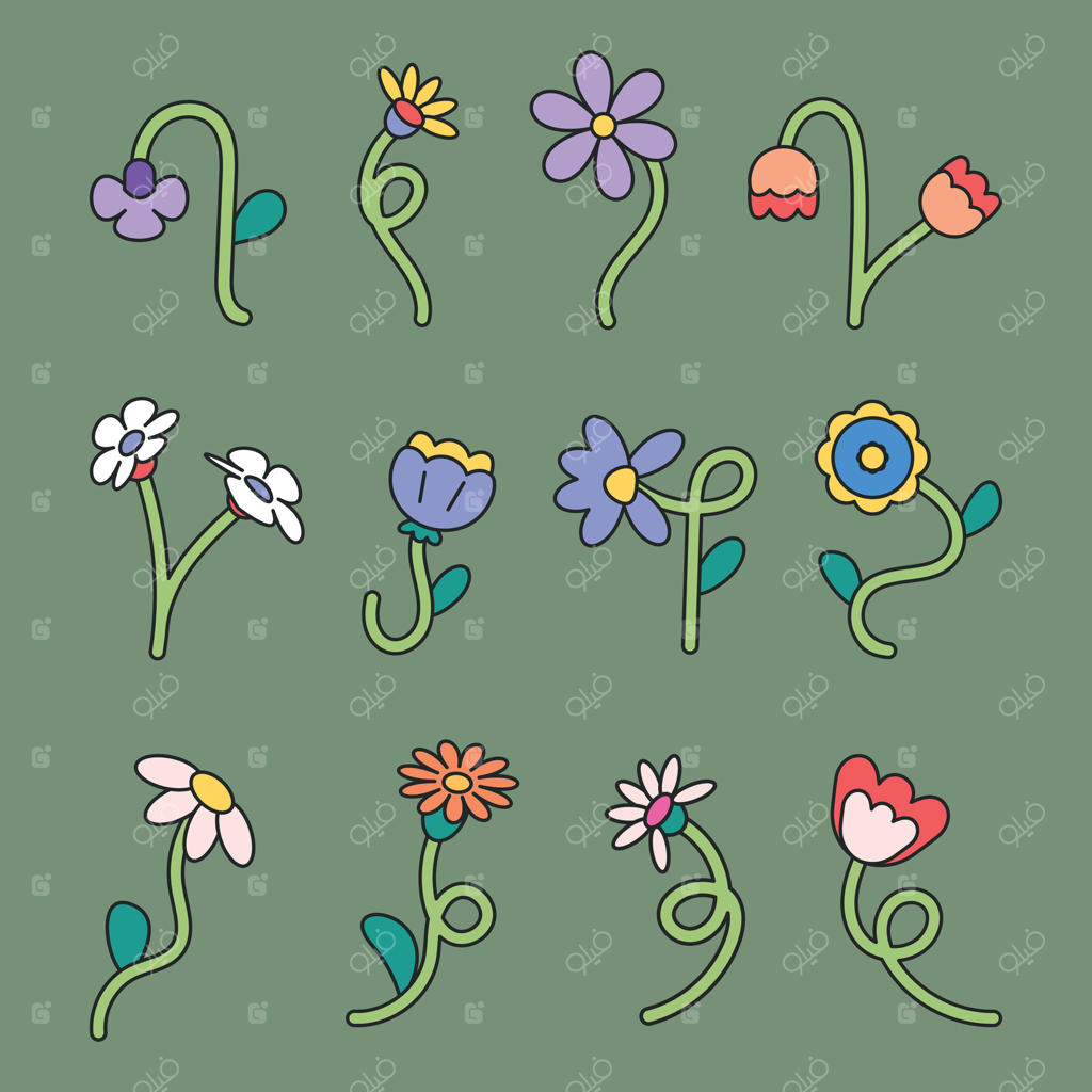 گل مصور رنگارنگ