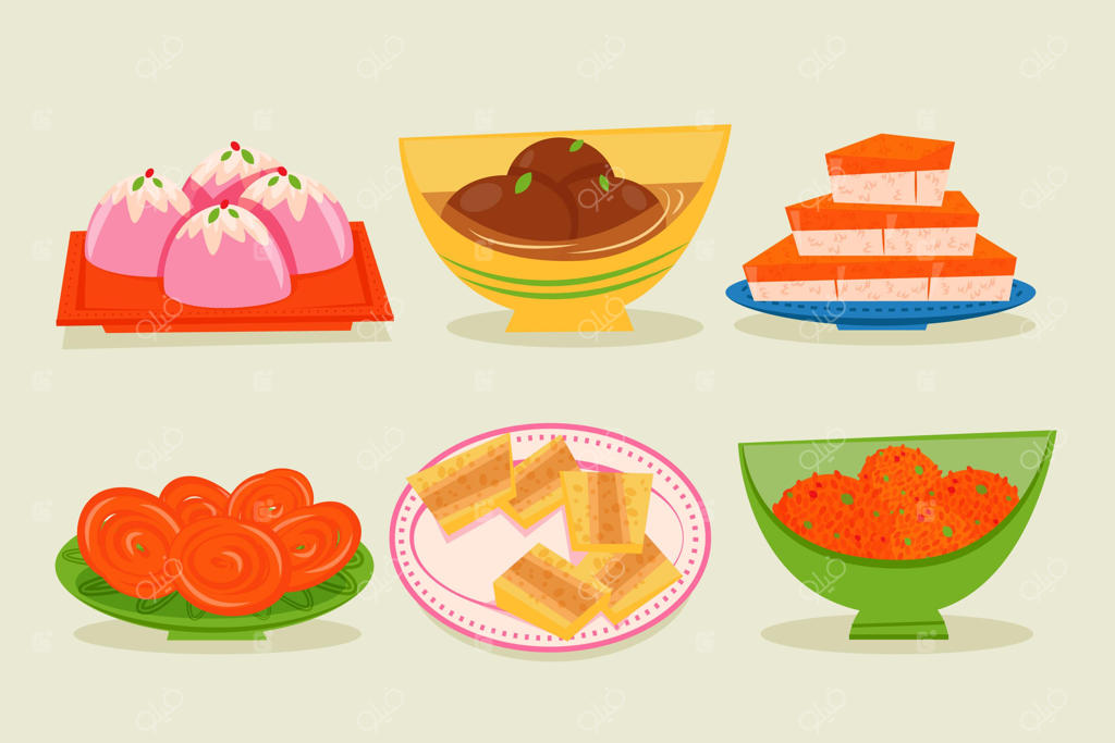 مجموعه شیرینی‌های هندی دست‌ساز