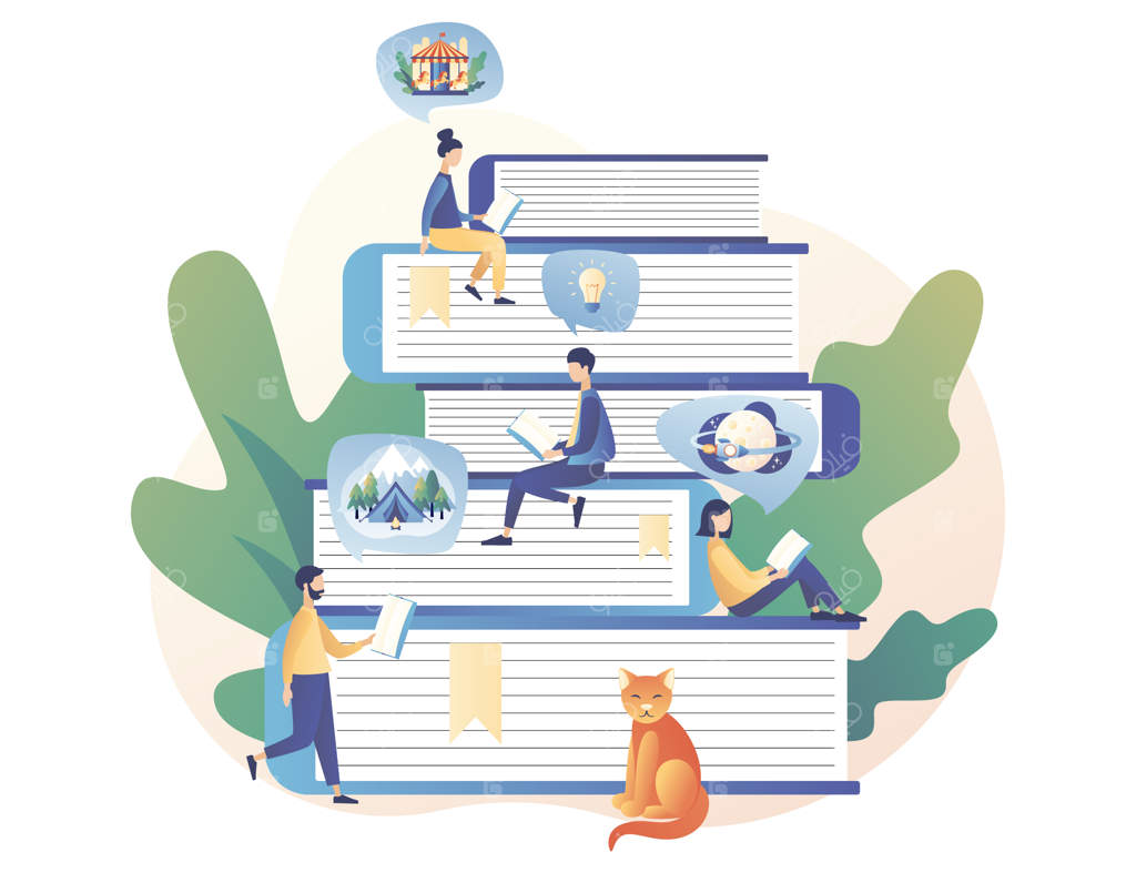 کتابخانه: آدمک‌های کوچک کتاب‌خوان، عاشقان ادبیات در کتابخانه آنلاین