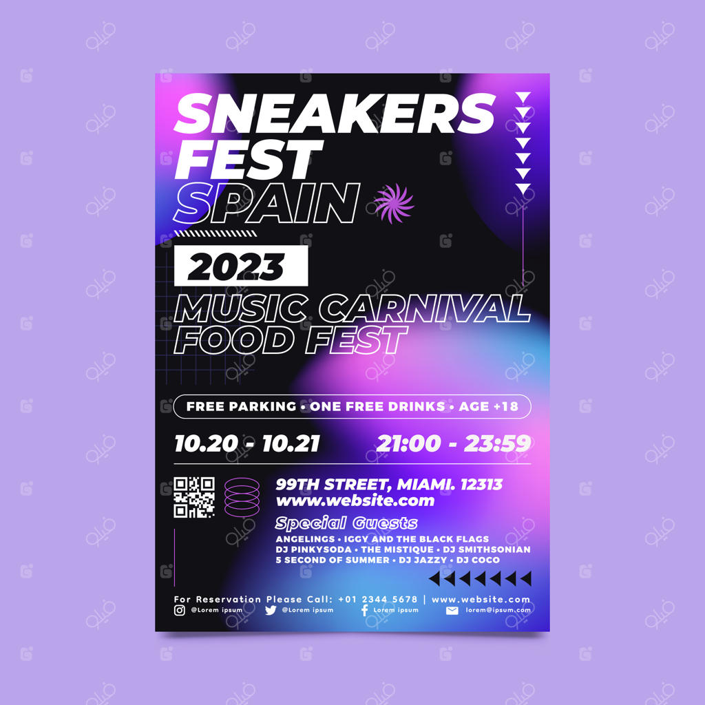 قالب پوستر رویداد موسیقی با طراحی گرادیان