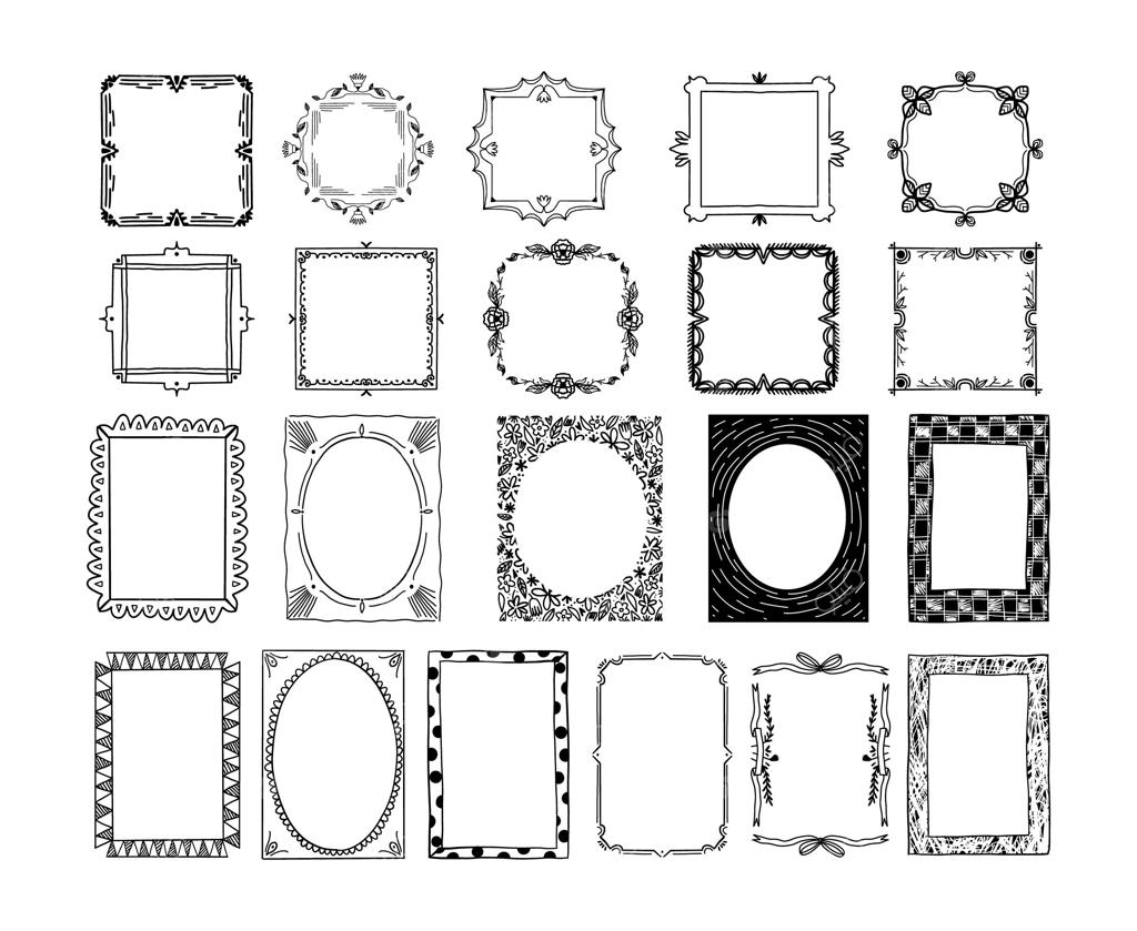 مجموعه‌ای از قاب‌های تزئینی دست ‌کشیده شده