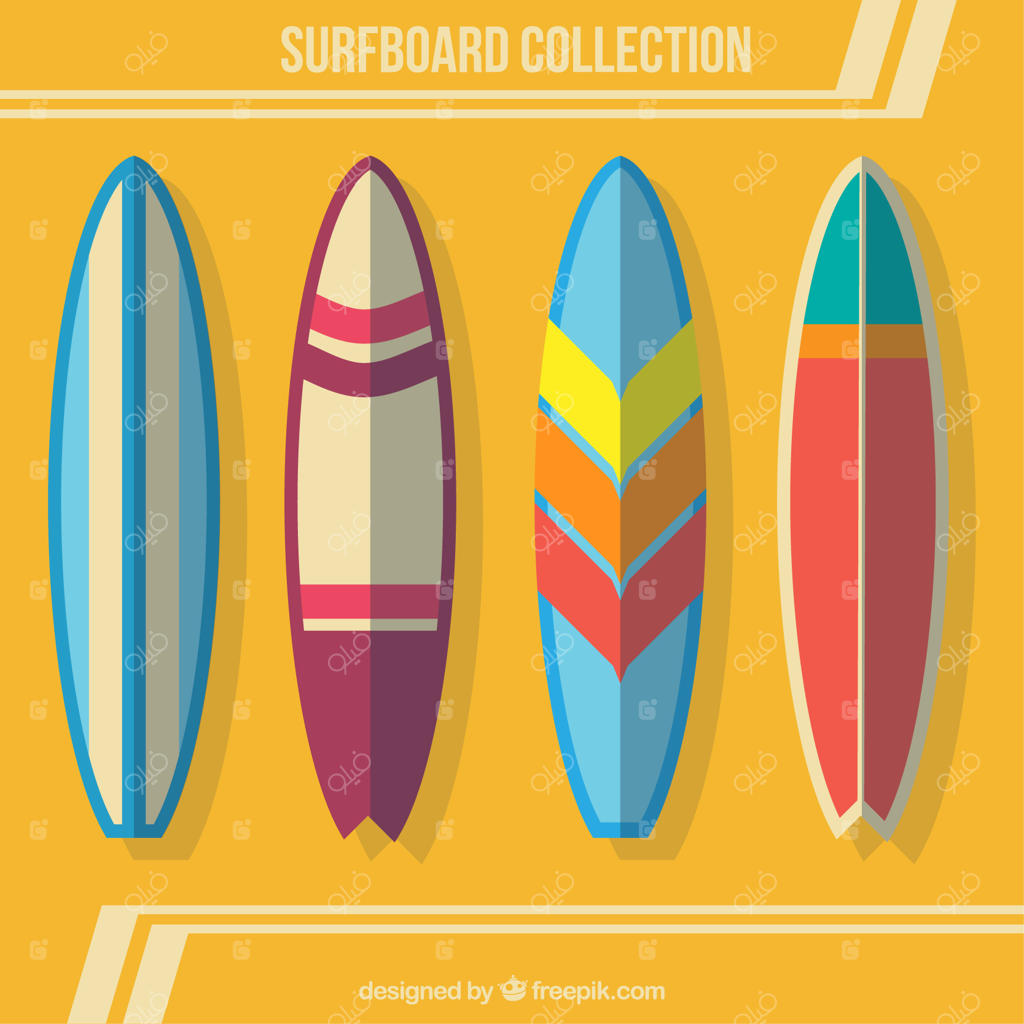 مجموعه تخته‌های موج‌سواری با طراحی ساده