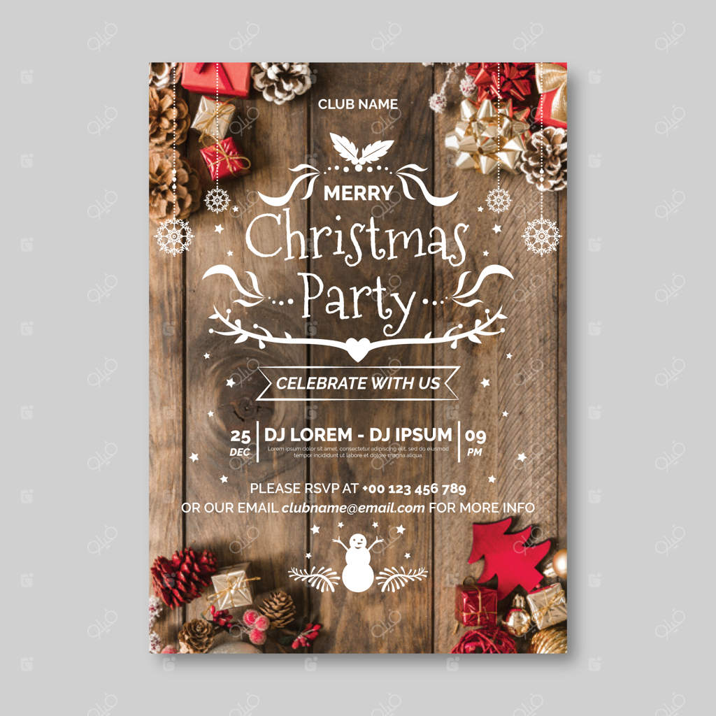 قالب پوستر مهمانی کریسمس با عکس