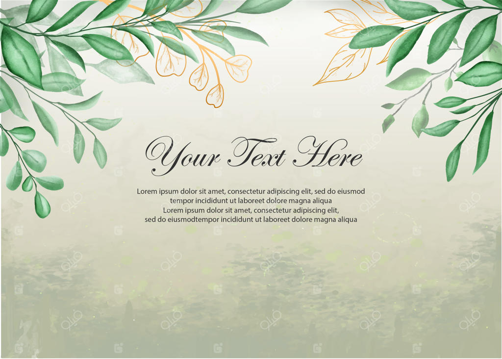 قالب کارت عروسی با طرح گل و برگ به سبک آبرنگی