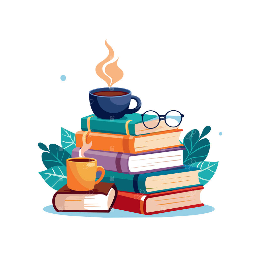 یک فنجان قهوه و انبوهی از کتاب‌ها