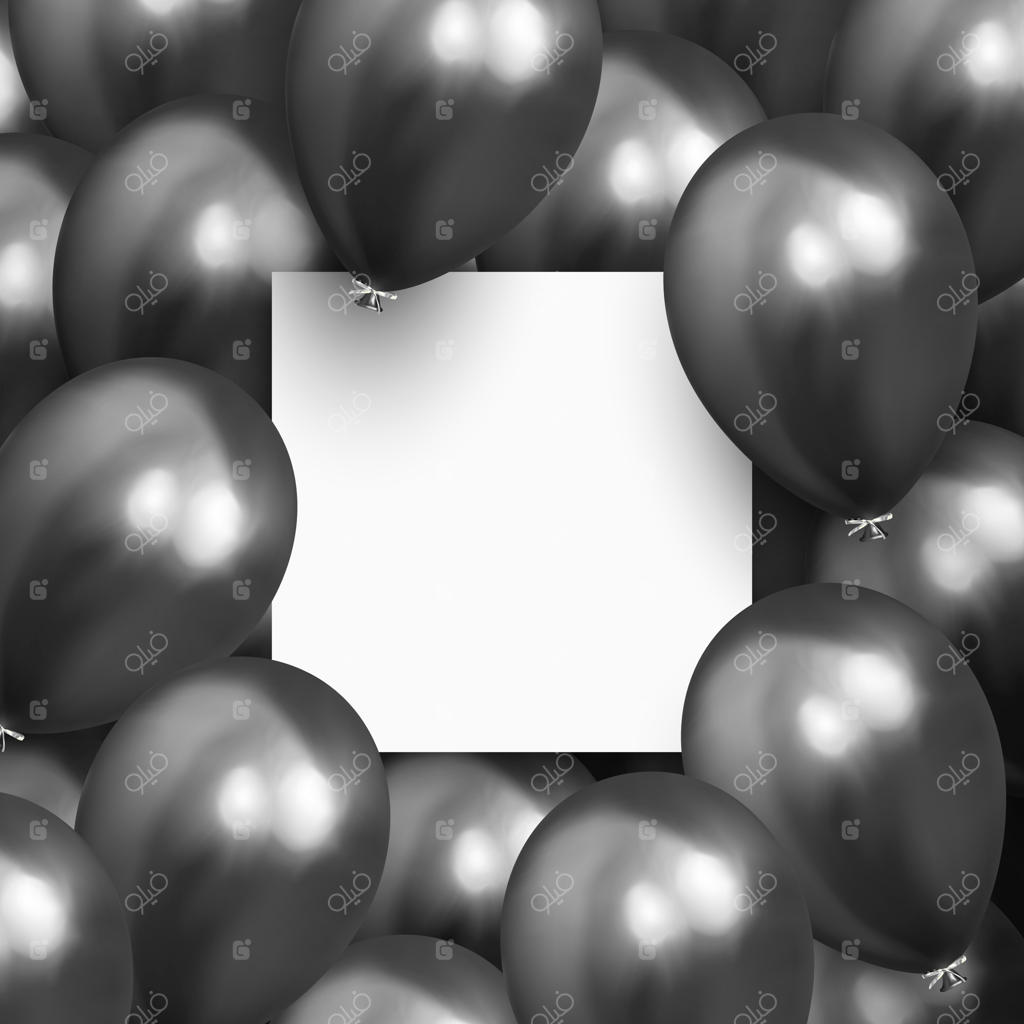 پس‌زمینه‌ای با بادکنک‌ها. قاب سفید حاشیه‌دار با بادکنک. قالب بنر با صفحه کاغذی خالی. طراحی واقعی جشن با بادکنک. تصویرسازی وکتور