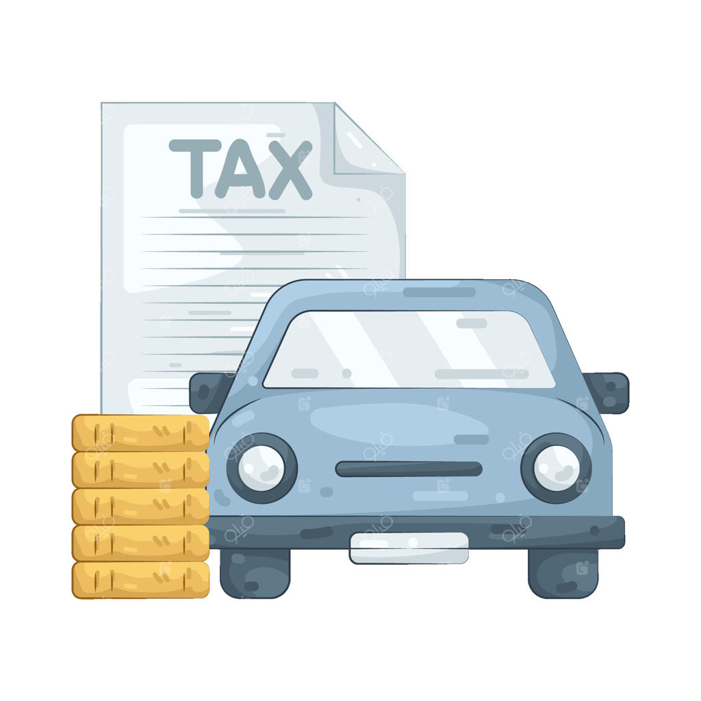 ماشین با فرم مالیات و سکه‌ها