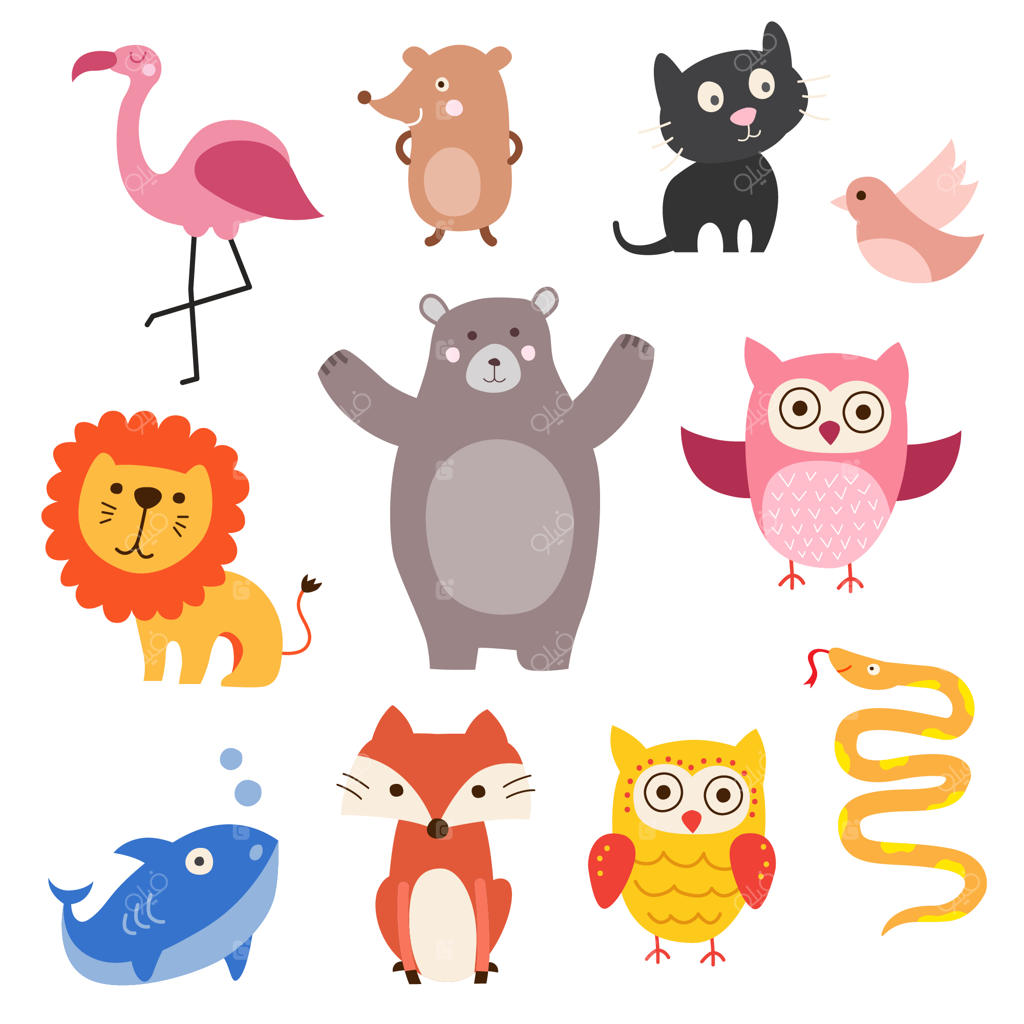 مجموعه حیوانات کارتونی بامزه