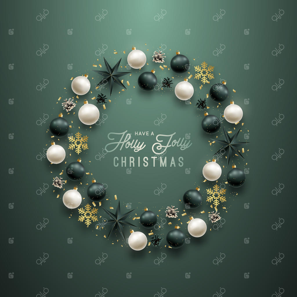 قاب دایره‌ای با گوی سبز واقعی