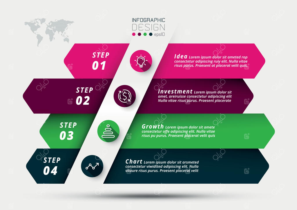 برنامه‌ریزی کسب‌وکار یا بازاریابی و تحلیل رشد کسب‌وکار و سرمایه‌گذاری در زمینه‌های مختلف با استفاده از علامت فلش.