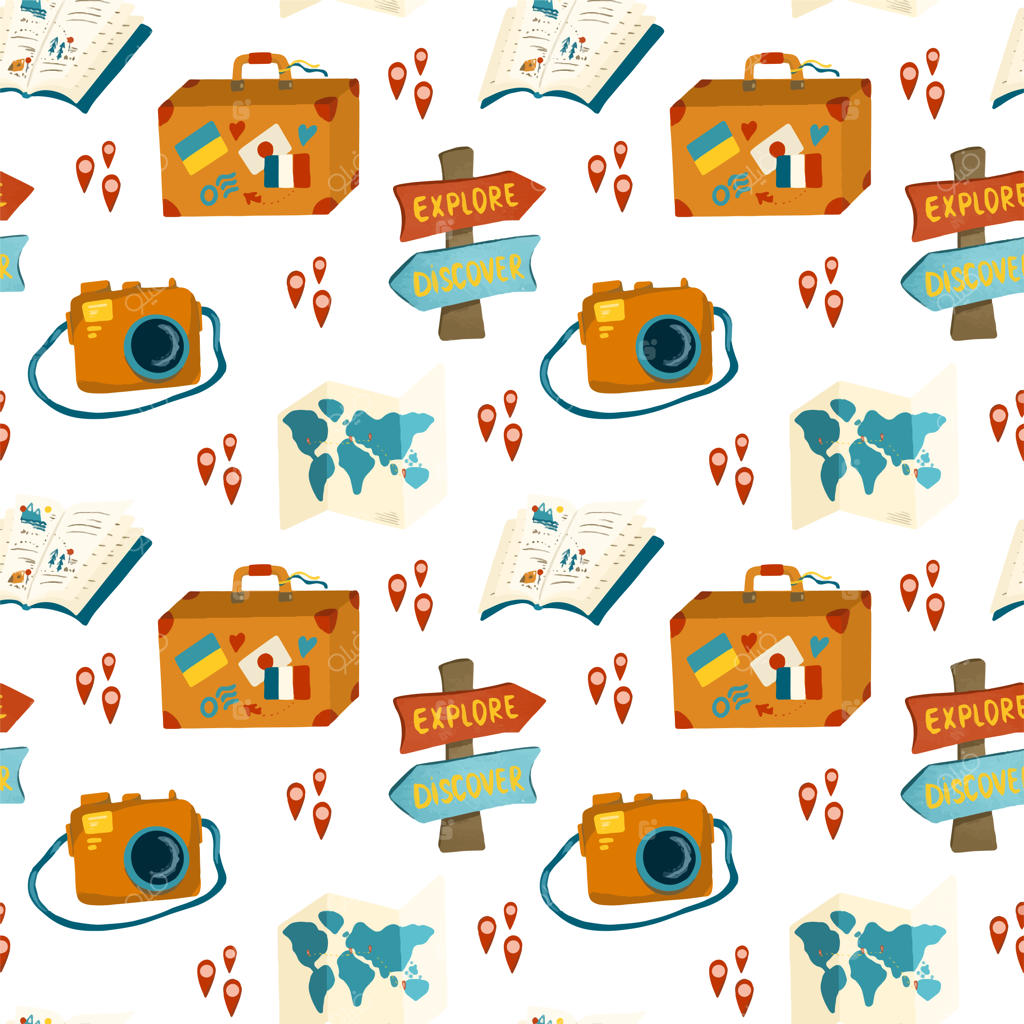 طرح یکپارچه عناصر سفر و ماجراجویی (دوربین، نقشه، برنامه‌ریزی سفر و نشانگرها)