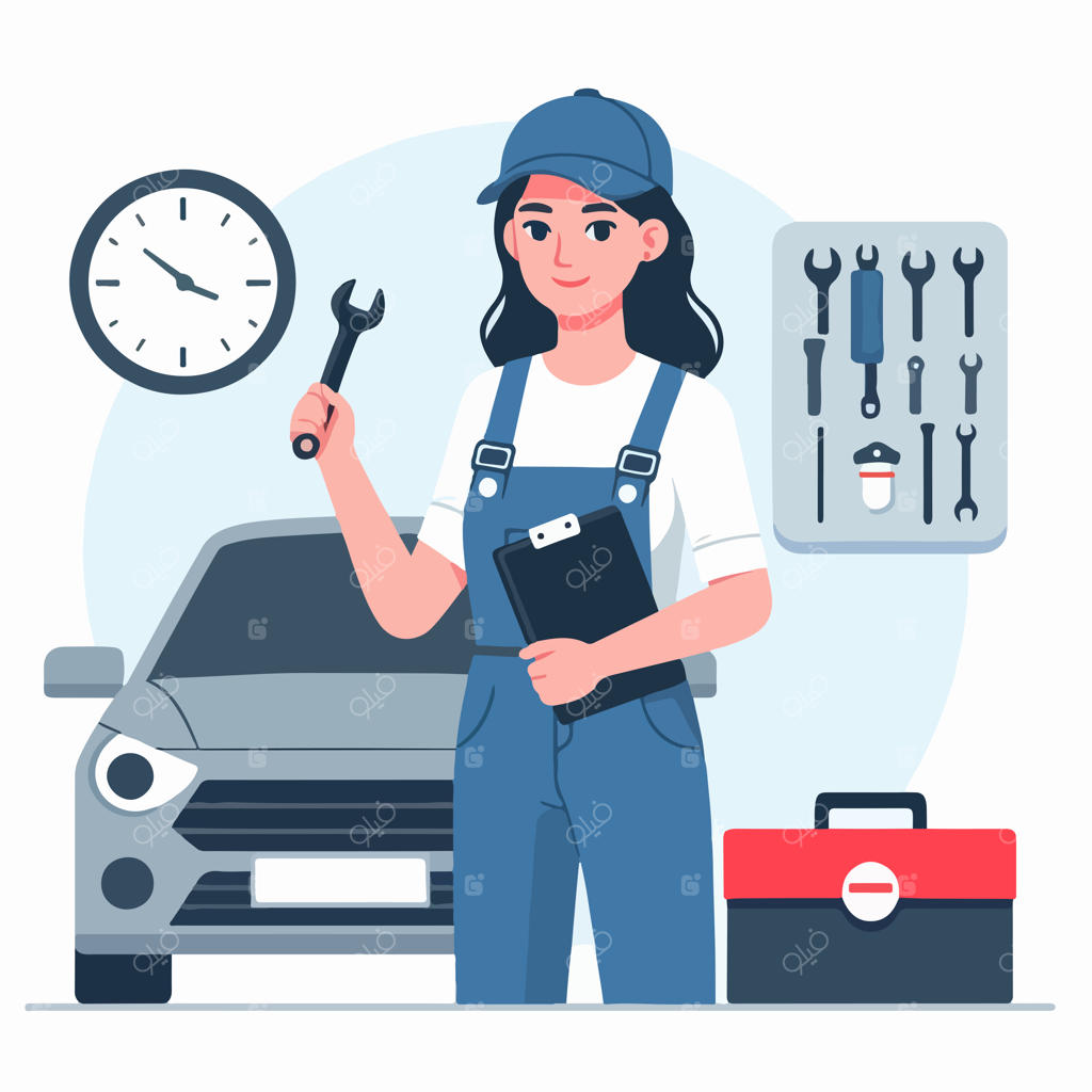 کاراکتر مکانیک خودرو با سبک طراحی تخت