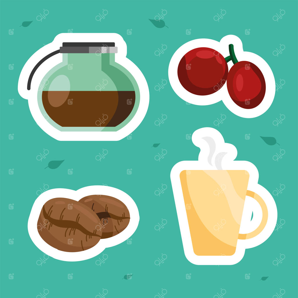چهار آیکون نوشیدنی قهوه